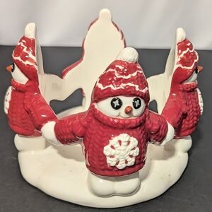 Billy Buttons Department 56 Red and White Snowman Candle Holder